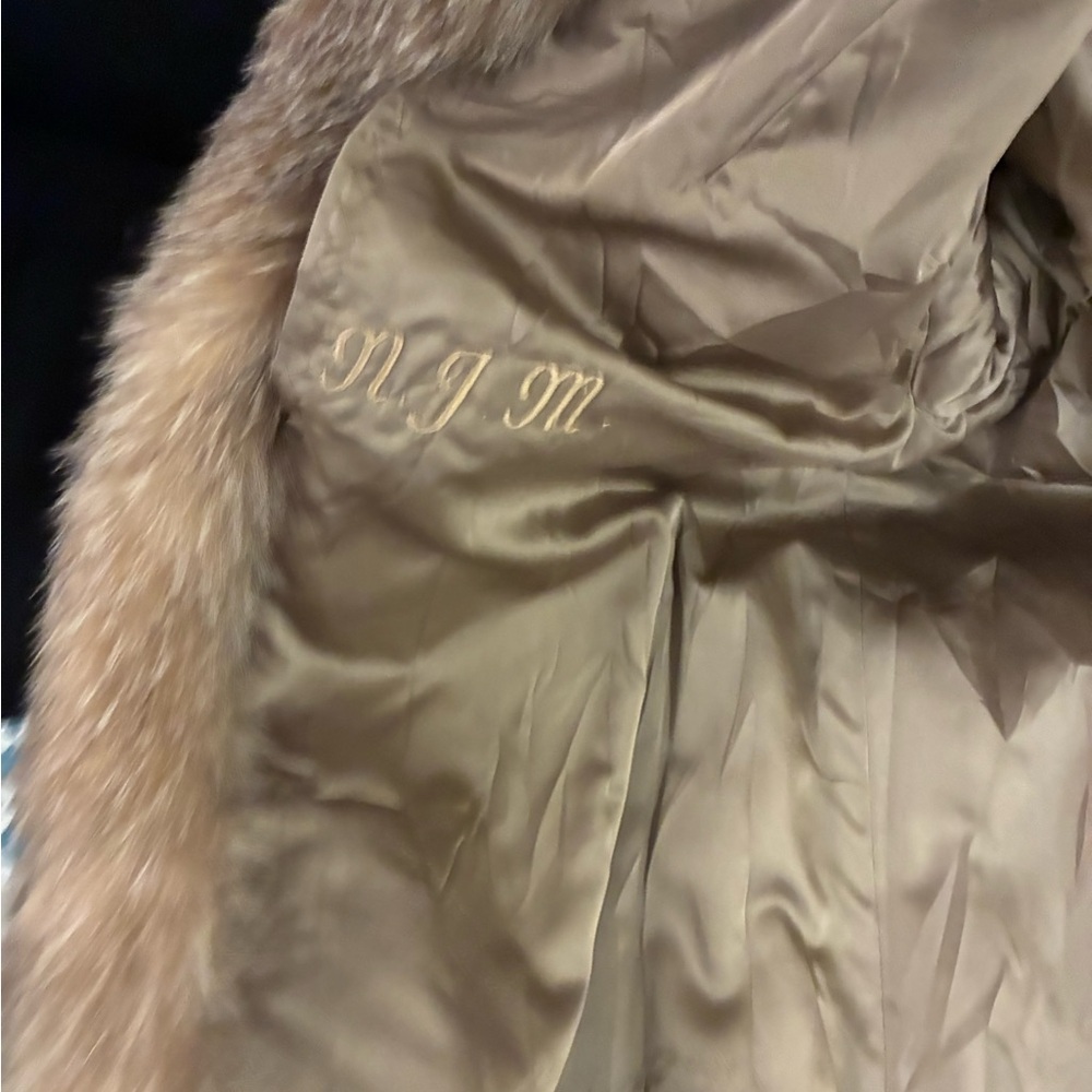 Vintage Mink (with fox collar) Full-length Brown Fur Coat - Picture 6 of 8